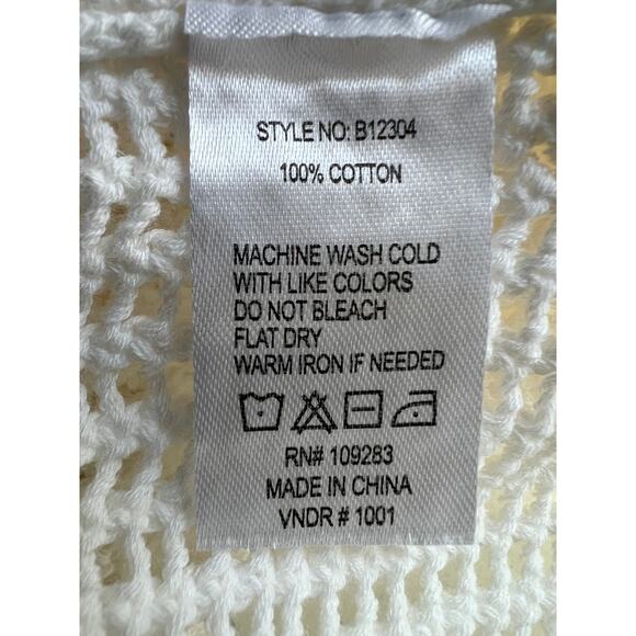 VINTAGE HAVANA WOMENS SMALL COLLARED V-NECK OPEN KNIT POLO COTTON SWEATER WHITE - Picture 11 of 12